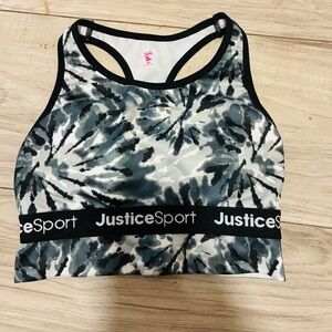 Justice Sport Black and White Camouflage Bra